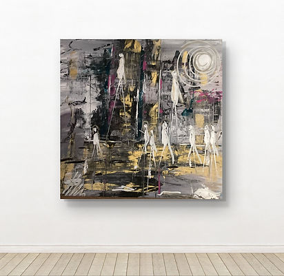 Aliens - acrylic and ink on canvas by Jacqueline Zoffany Art