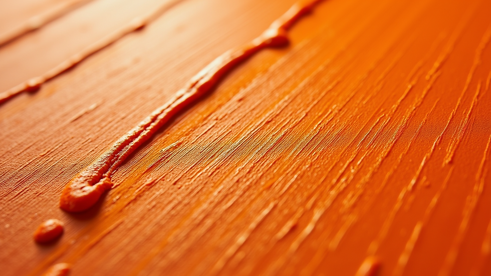 Close-up view of textured orange paint strokes on canvas