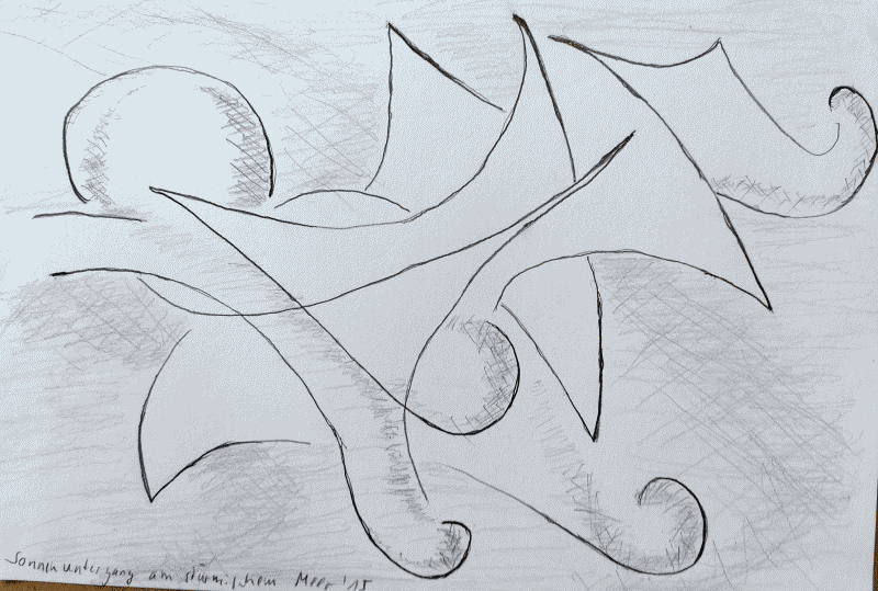 Sonnenuntergang am stürmischen Meer