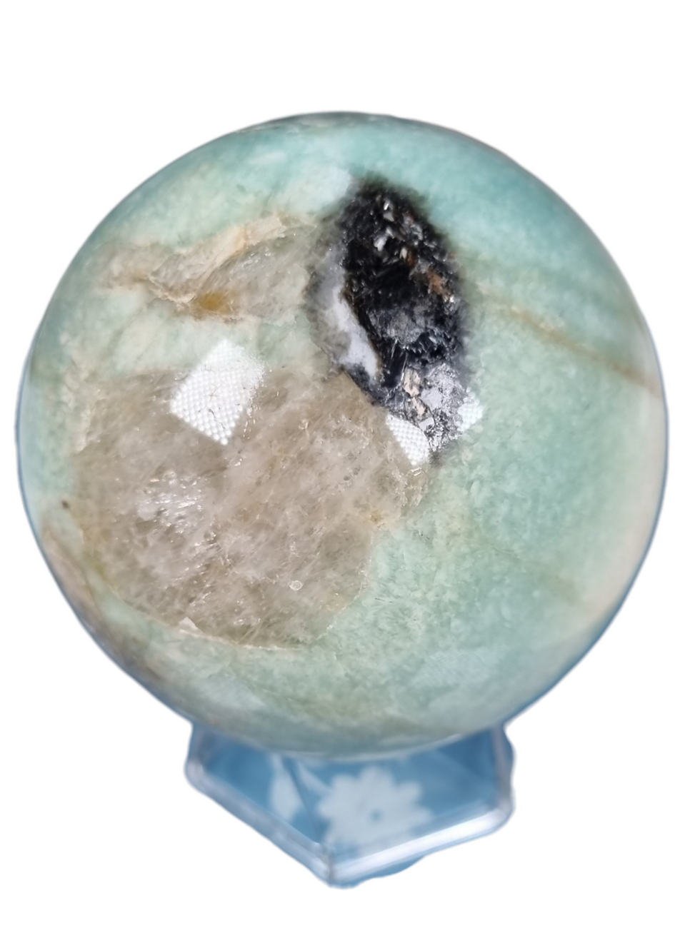 Thumbnail: Amazonite sphere with Pyrite