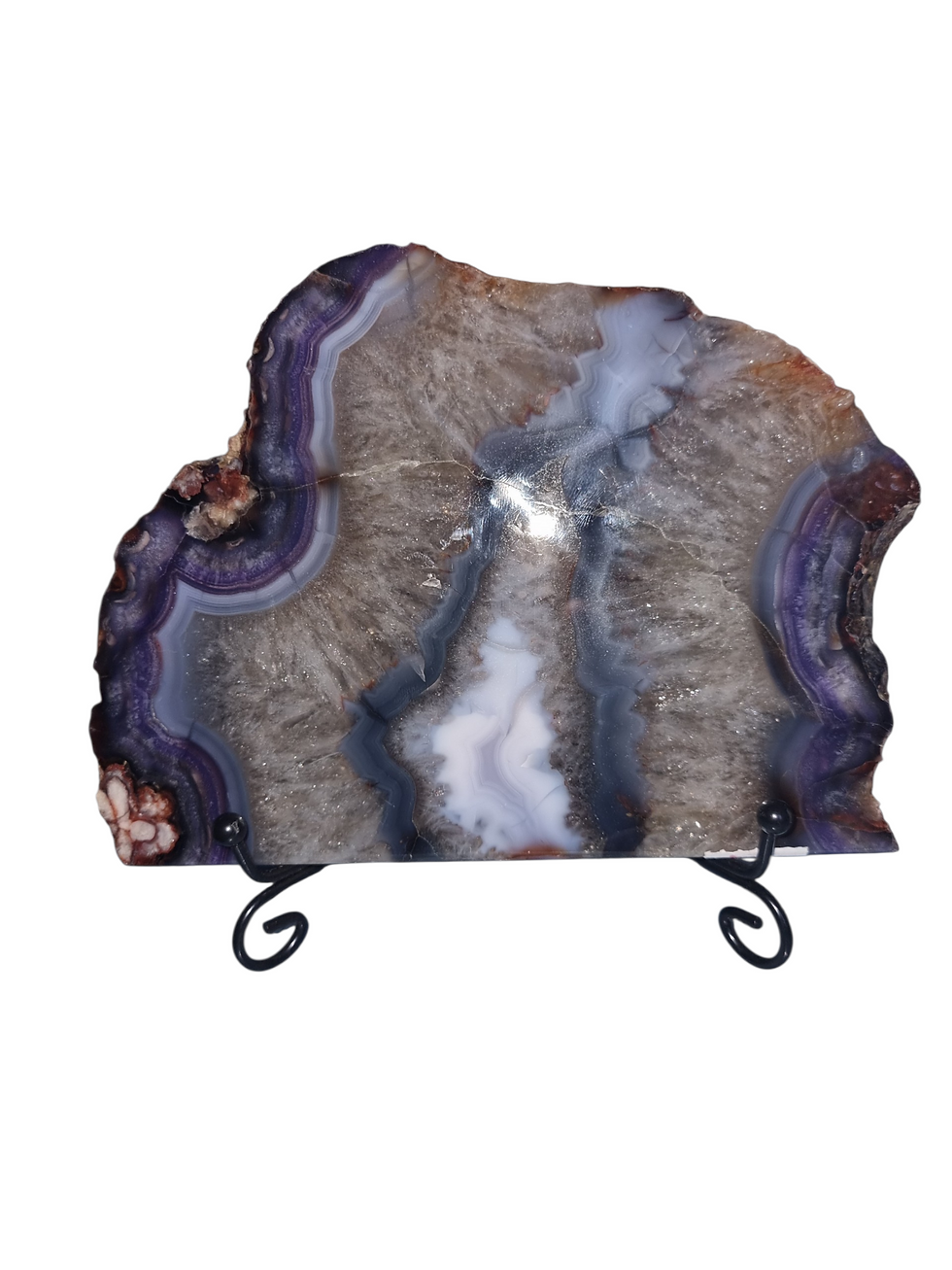 Thumbnail: Blue Flower agate slab and stand