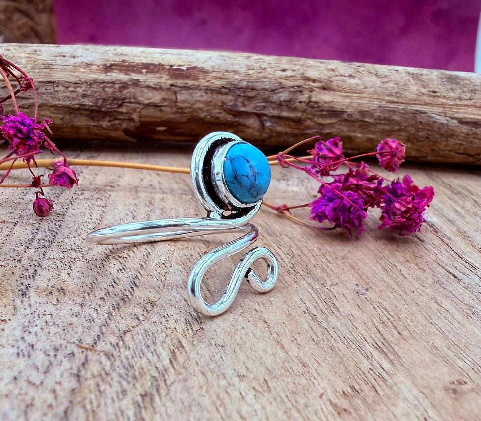 Thumbnail: Turquoise Silver Ring, Non Tarnish Jewellery Adjustable Silver Ring