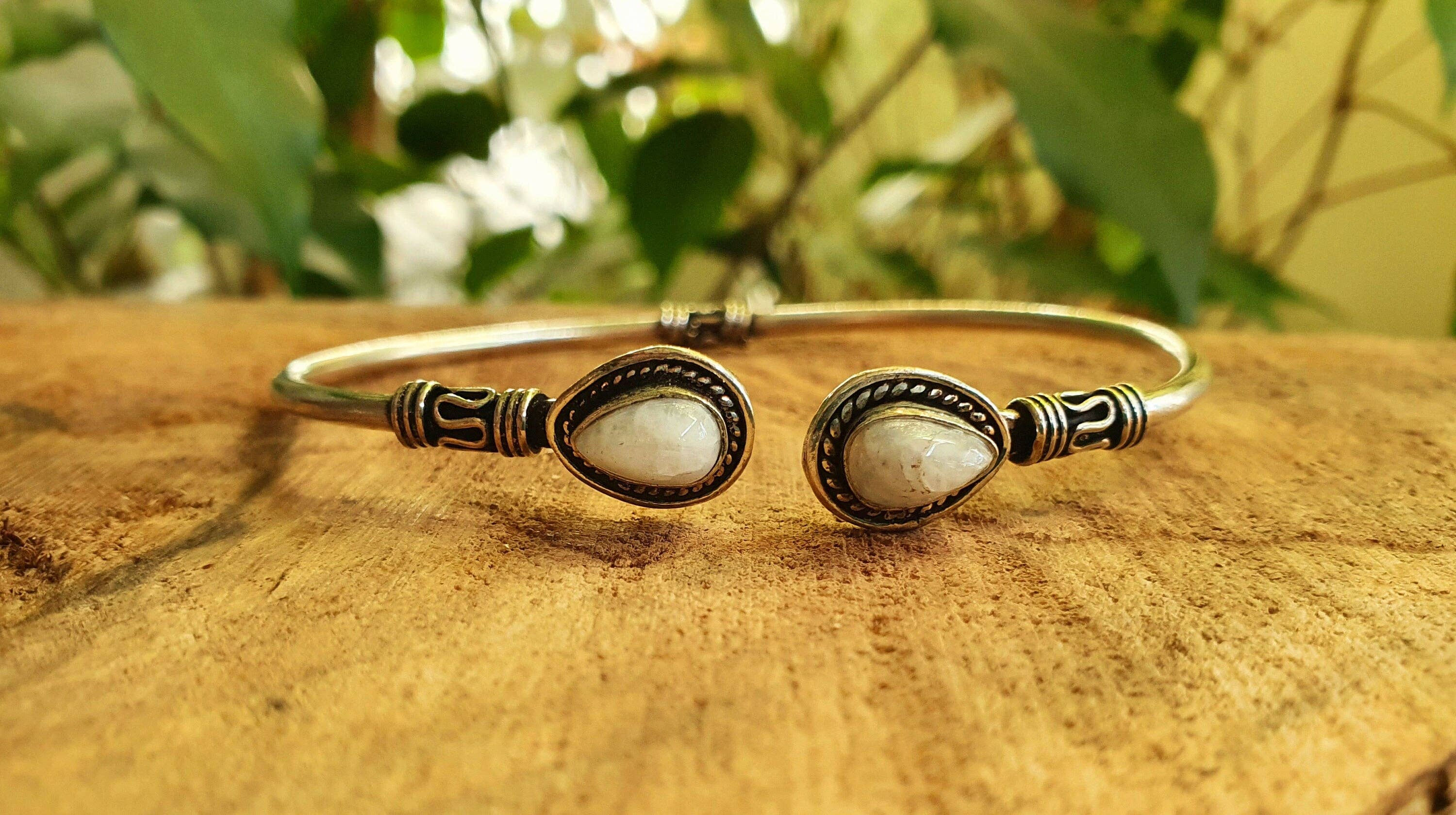 Bali Moonstone Silver Bracelet / Bangle Adjustable