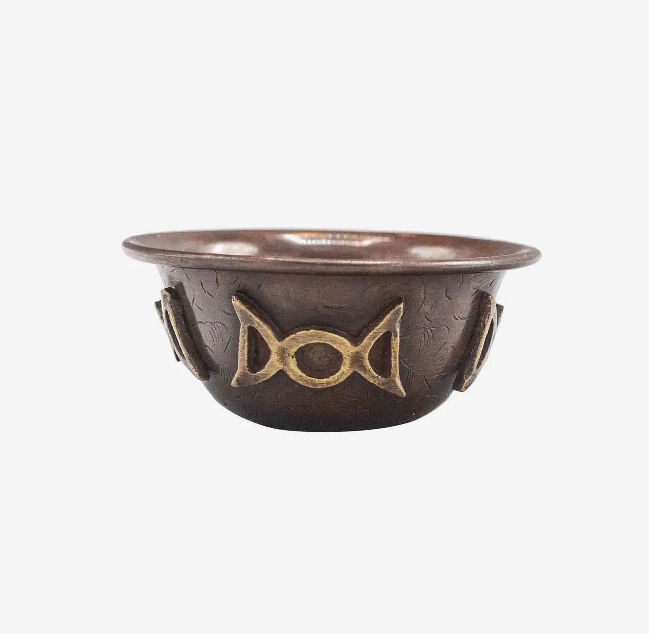 Antique Copper Ritual Bowl with Triple Moon 8 x 4cm