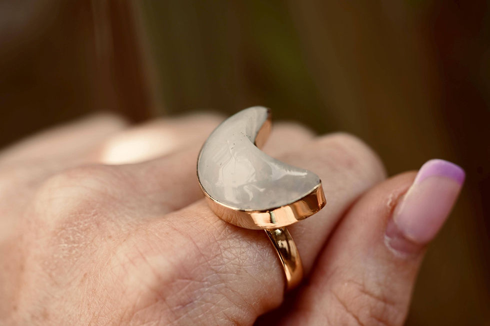 Thumbnail: Moonstone Crescent Moon Brass Ring