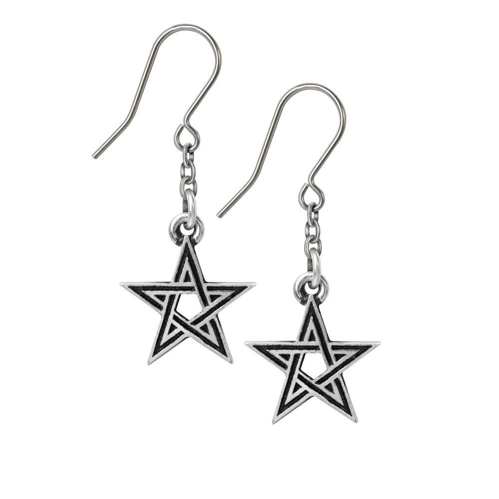 Black Star Dropper Earring Pair
