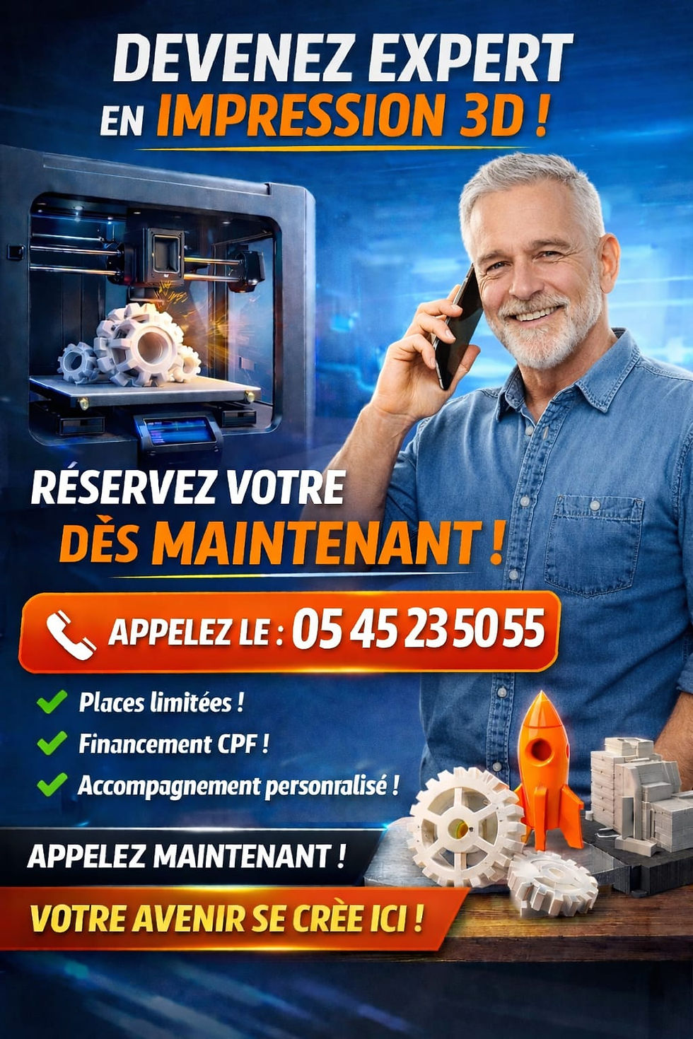 faire un formation pour débuter sur une imprimante 3D à distance