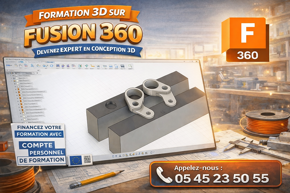 faire une formation à l'impression 3D pour débutant sur fusion 360 avec mon compte CFP et certifié Qualiopi