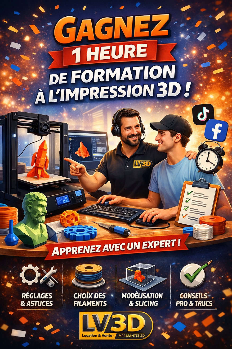 apprendre l'impression 3D avec mon compte CPF et faire une formation sur une imprimante 3D chez LV3D