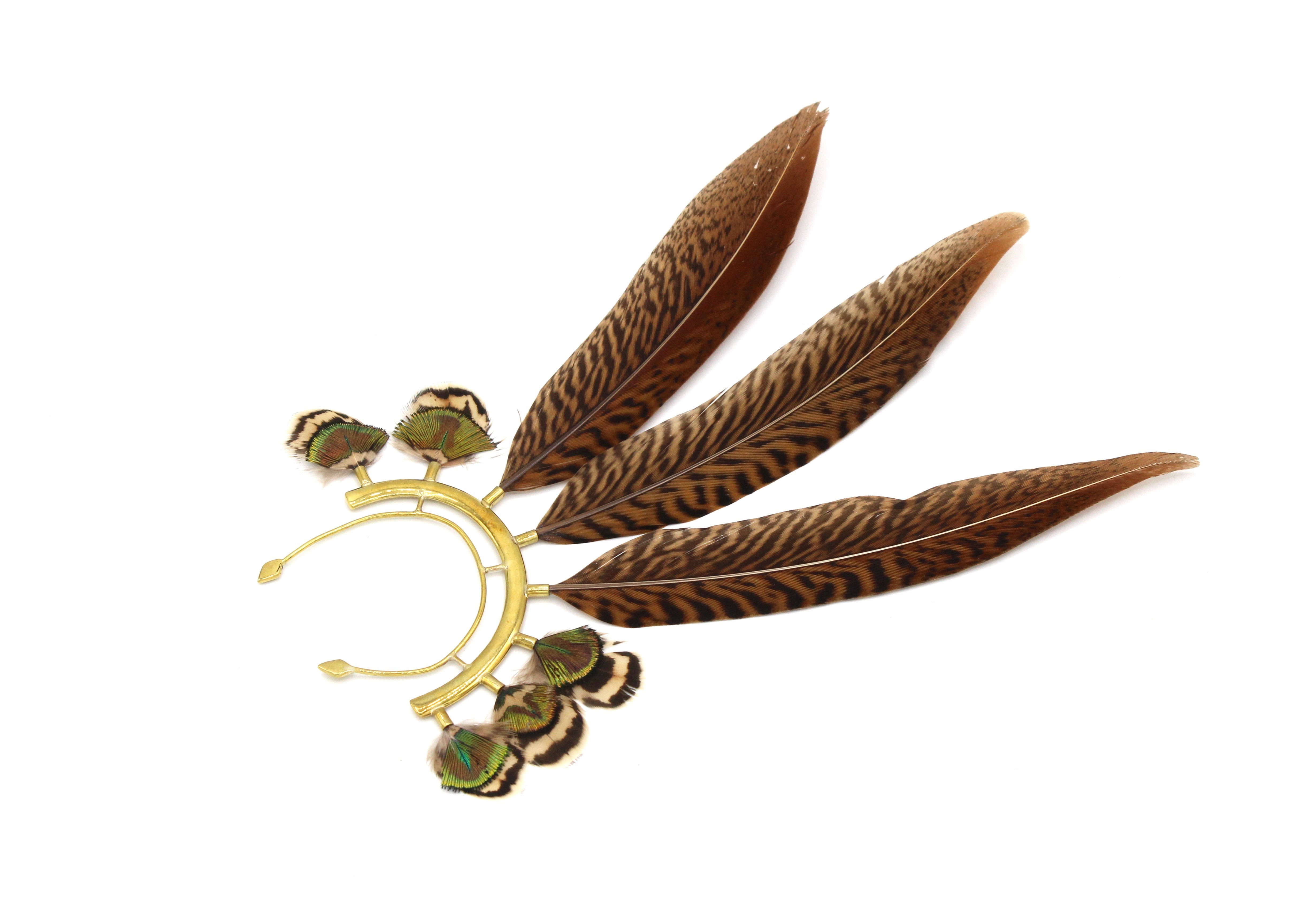 Ear Cuff Golden Brown Pheasant