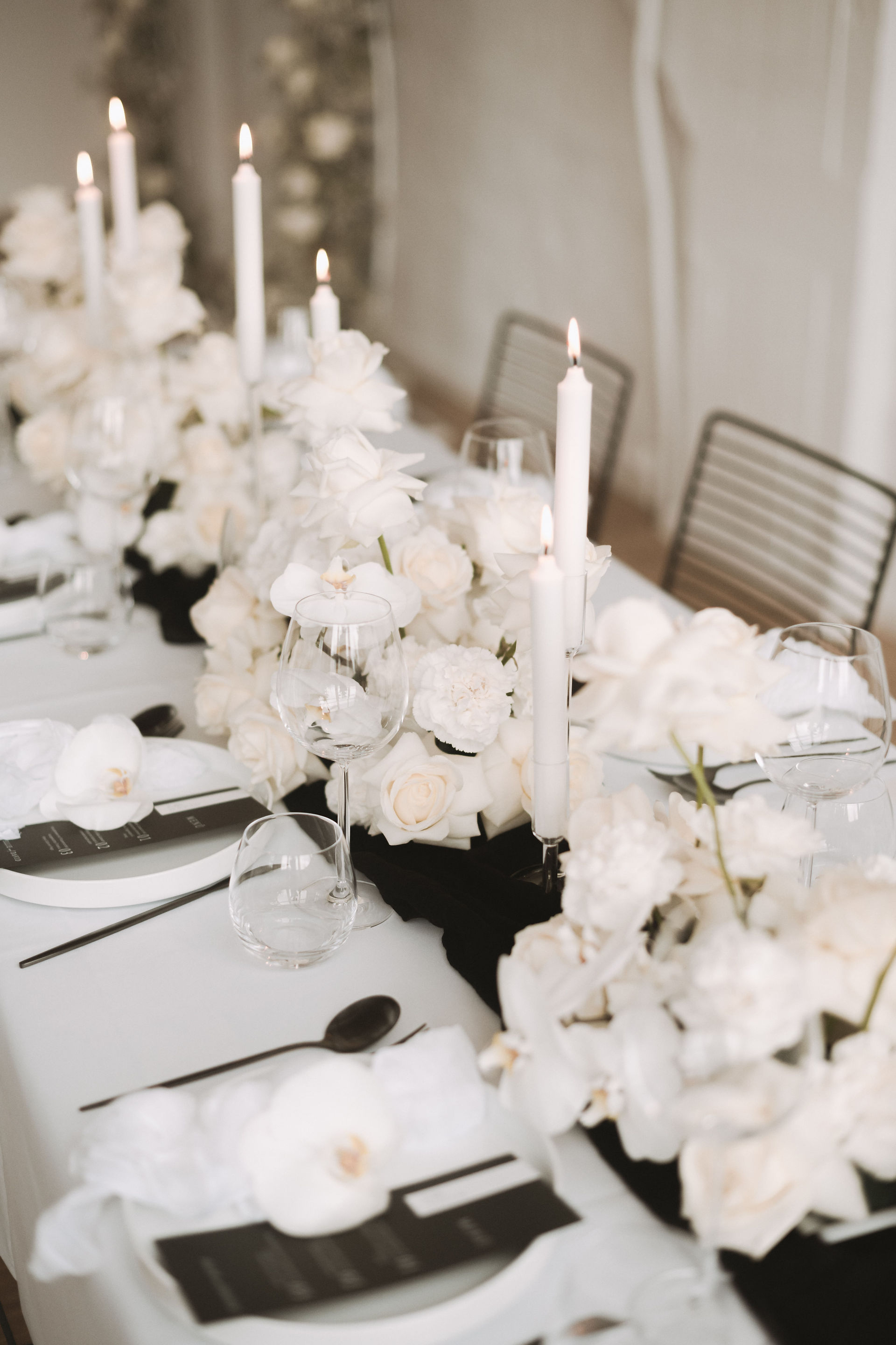 Hochzeit Black and White Tischdeko