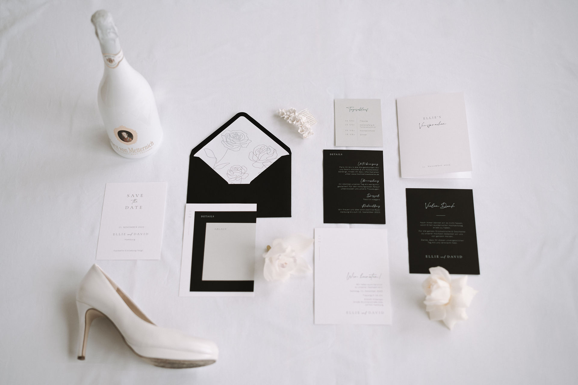 Hochzeit Black and White Papeterie