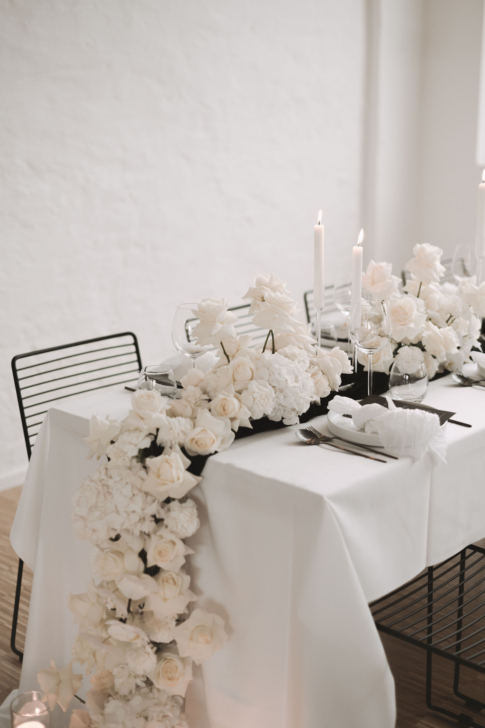 Hochzeit Black and White Tischdeko
