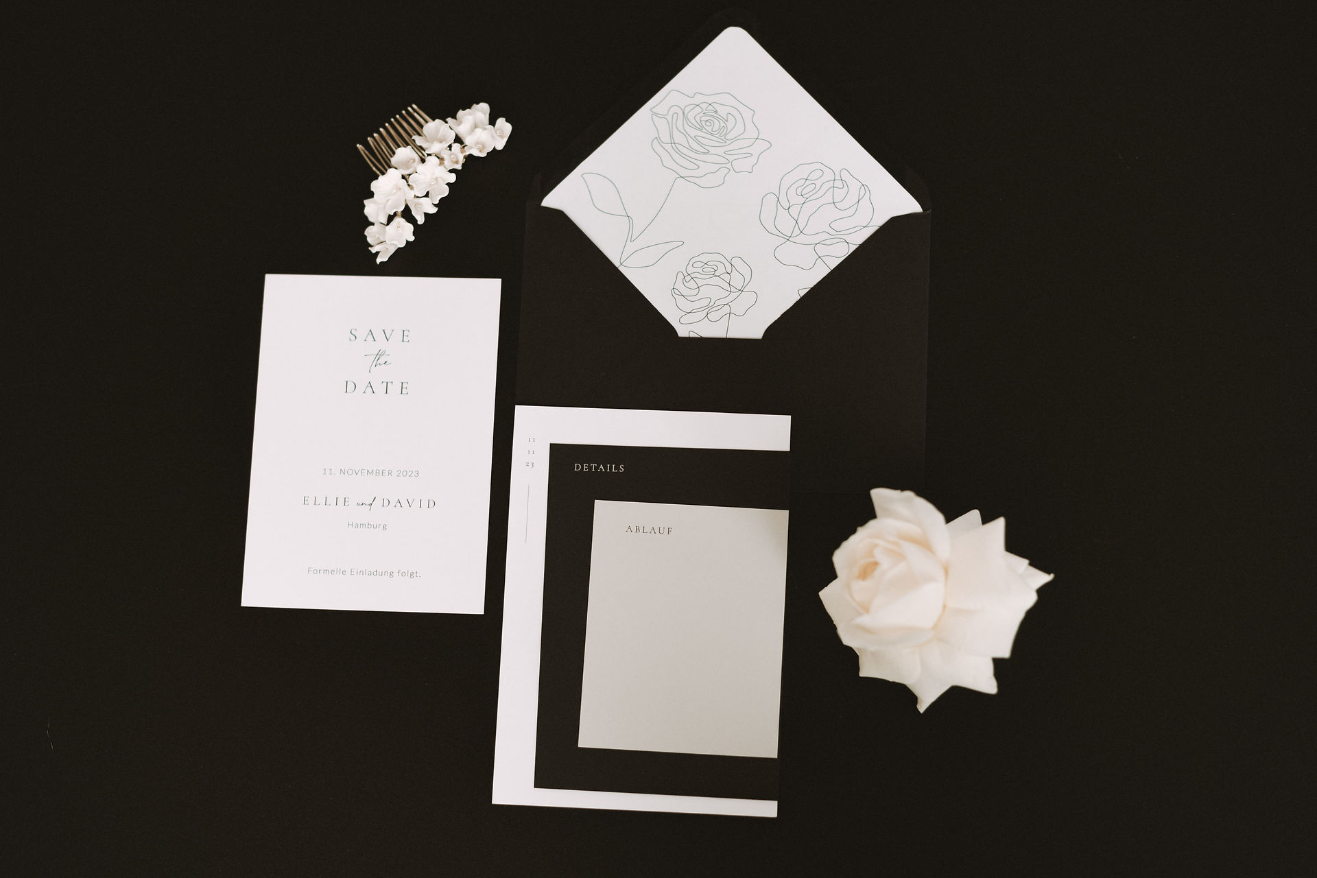 Hochzeit Black and White Papeterie