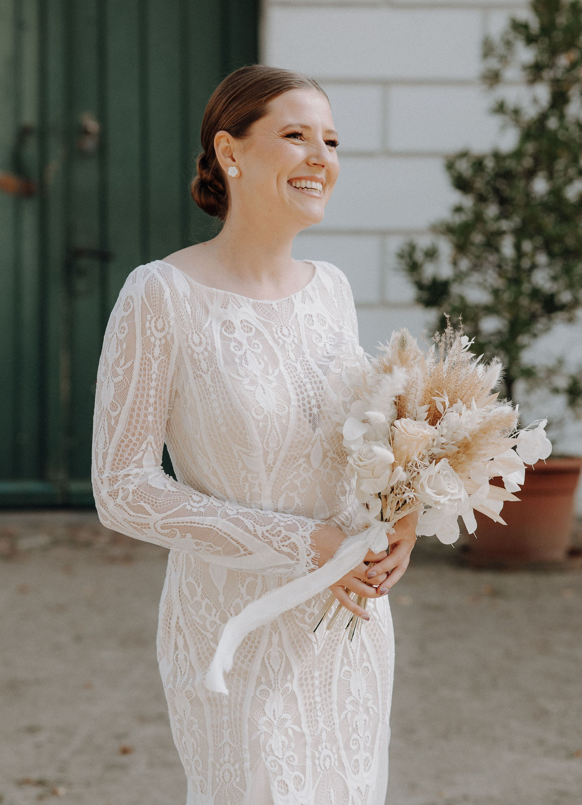 Hochzeit Elegant Schloss Brautstrauß Boho Trockenblumen