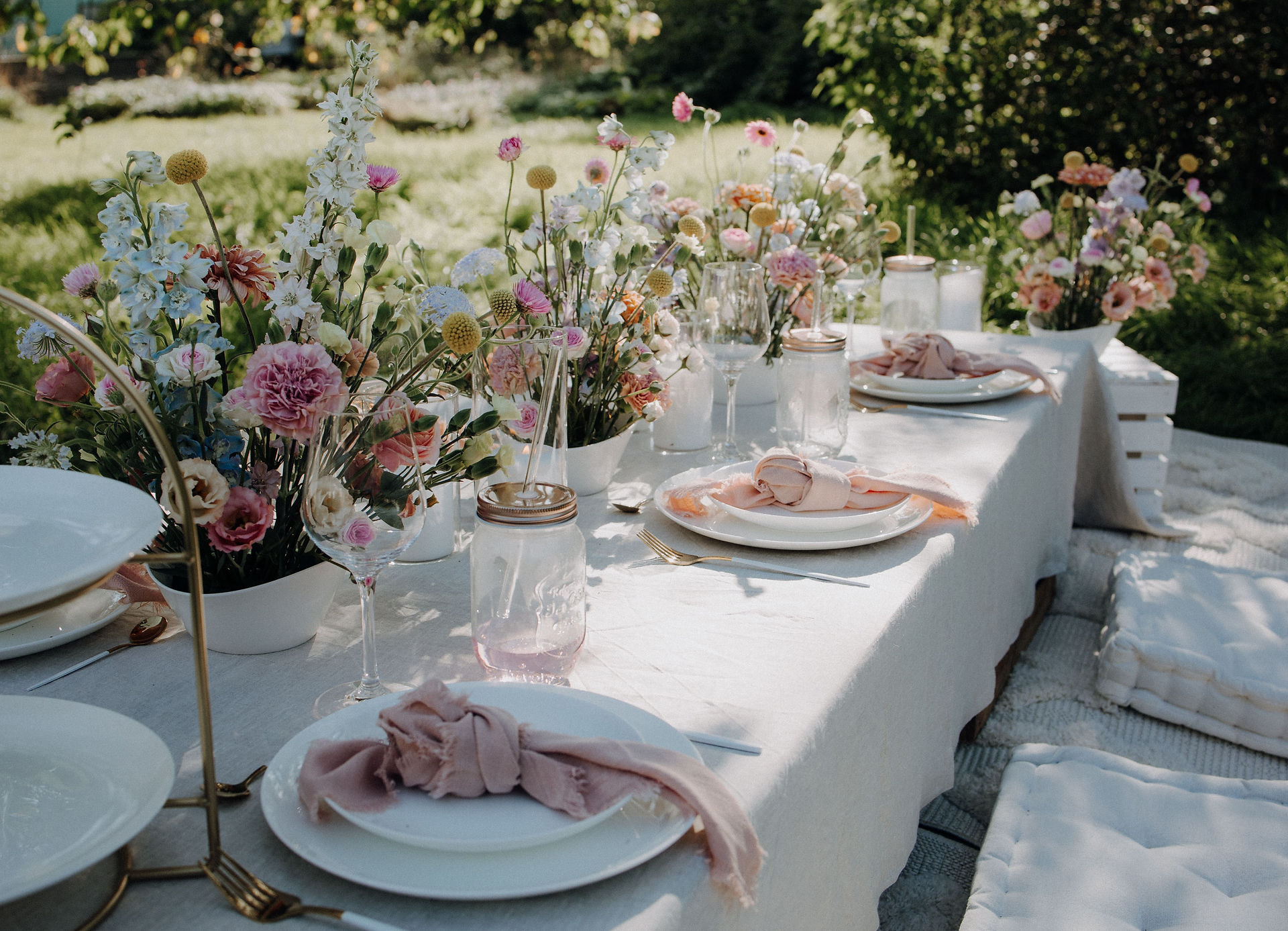 Hochzeit Wiesenblumen Picknick