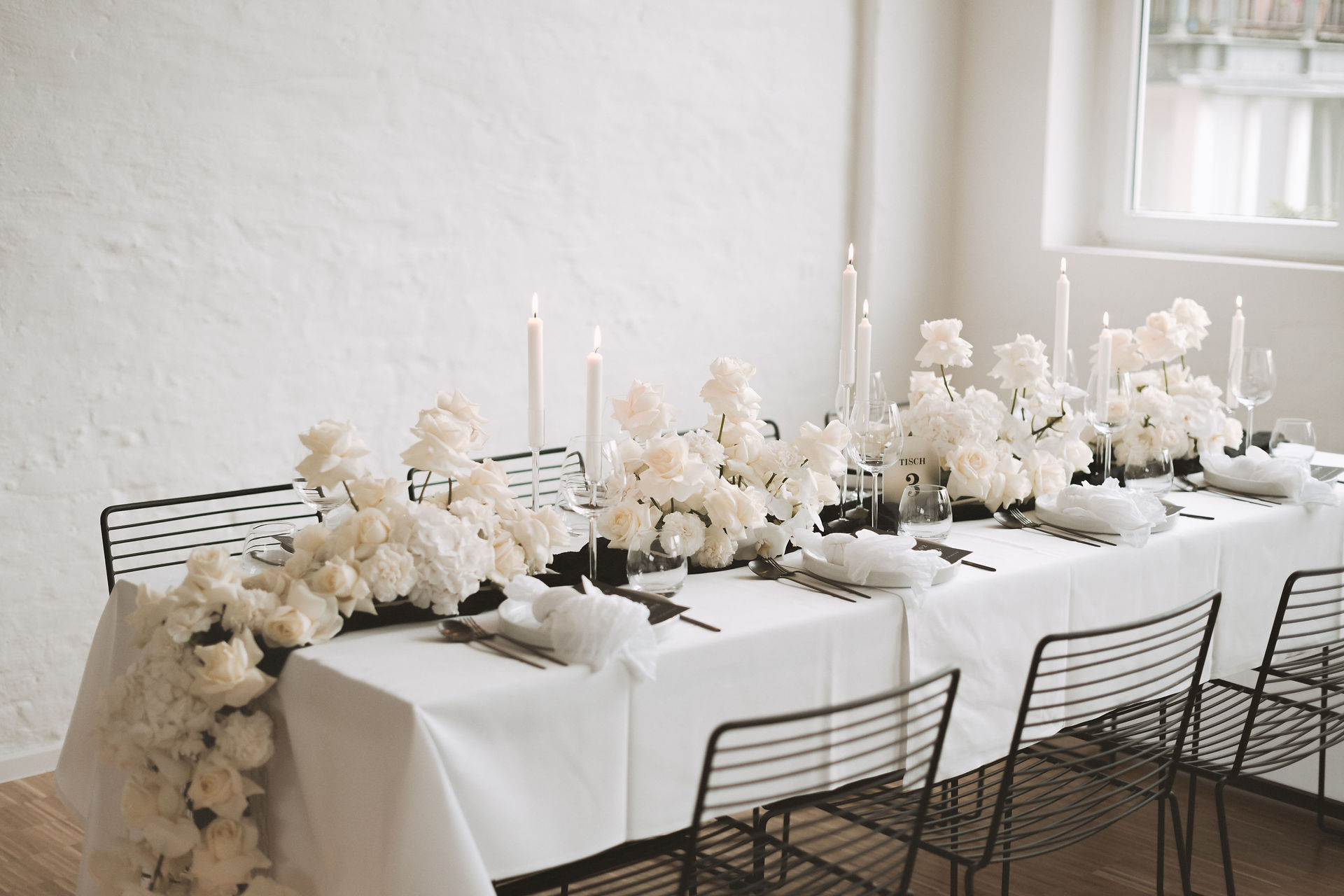 Hochzeit Black and White Tischdeko