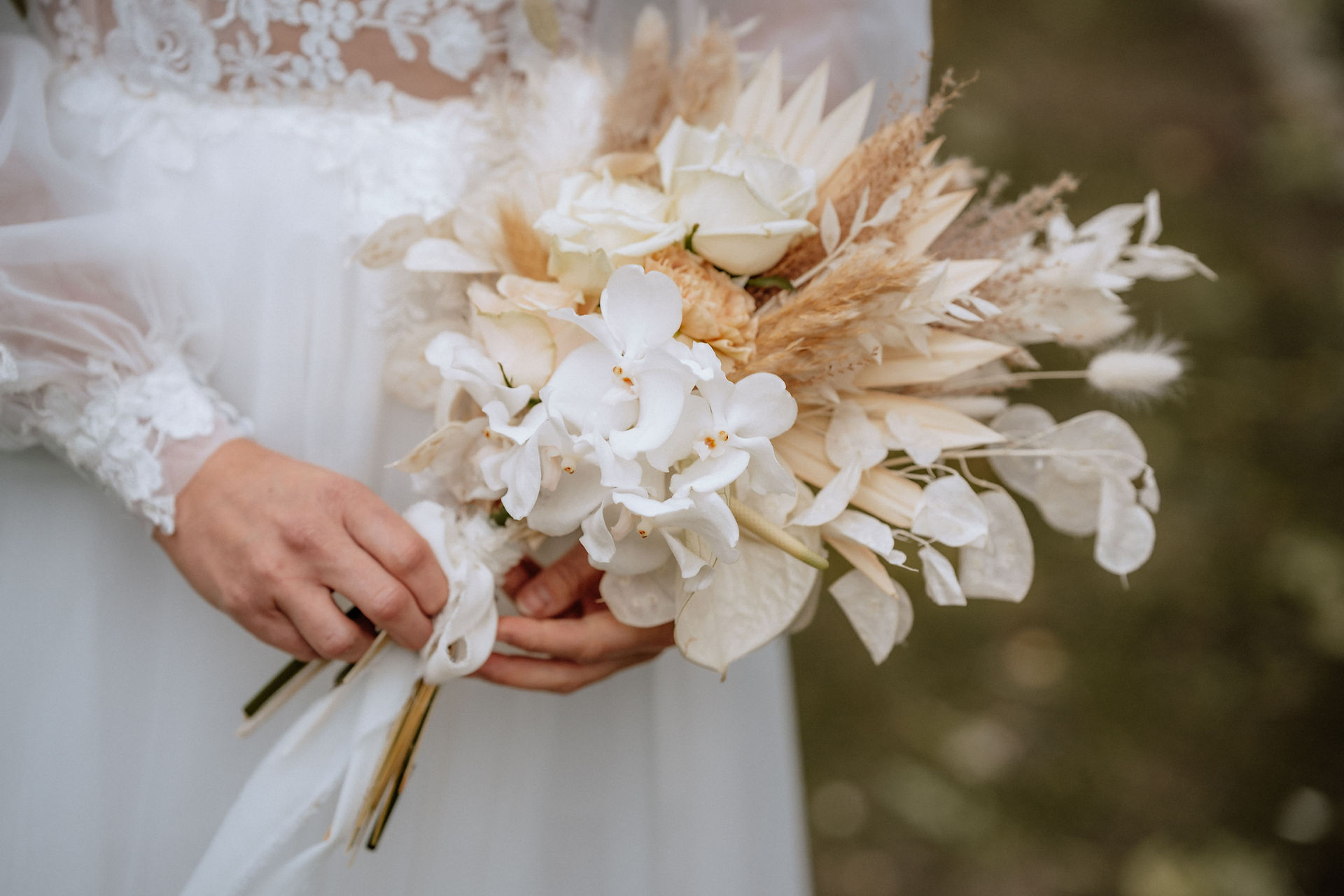 Boho Hochzeit Trockenblumen Brautstrauß