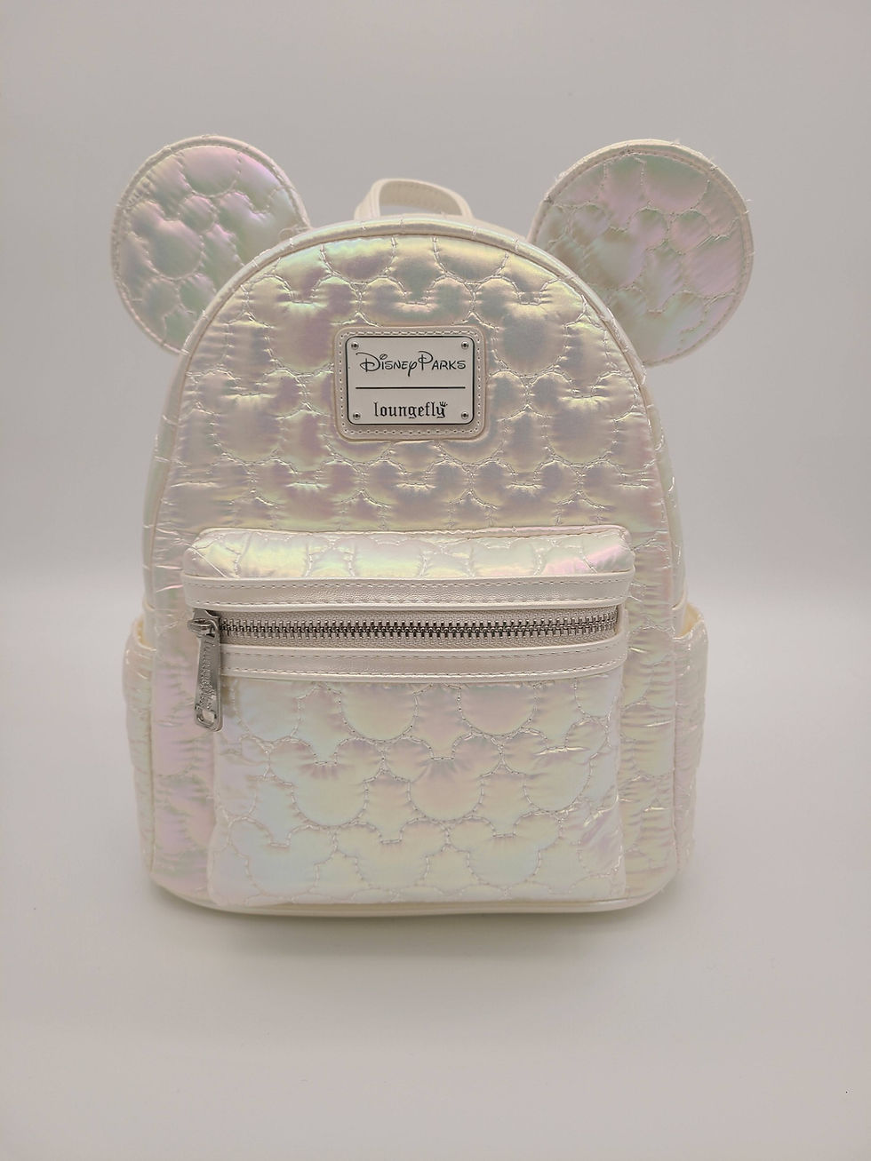 Loungefly - Disney White Mickey Mouse Iridescent Quilted Mini Backpack