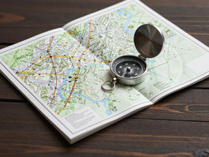 A map and a compass