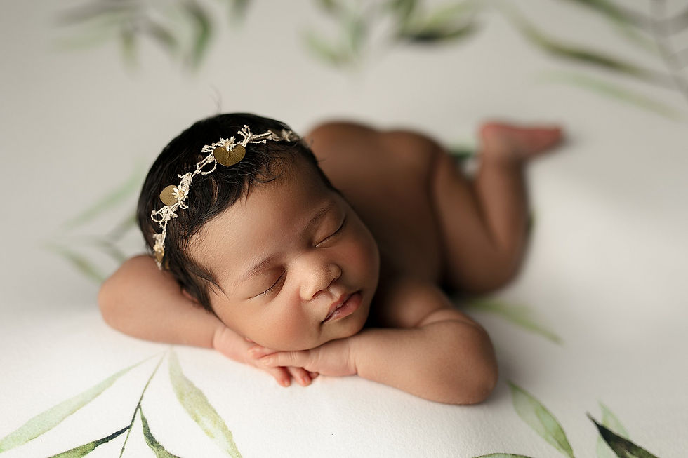 baby girl with tieback newborn prop