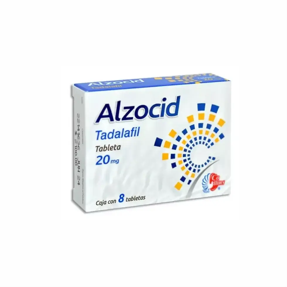 Alzocid 20 mg tadalafil caja con 8 tabletas para disfunción eréctil