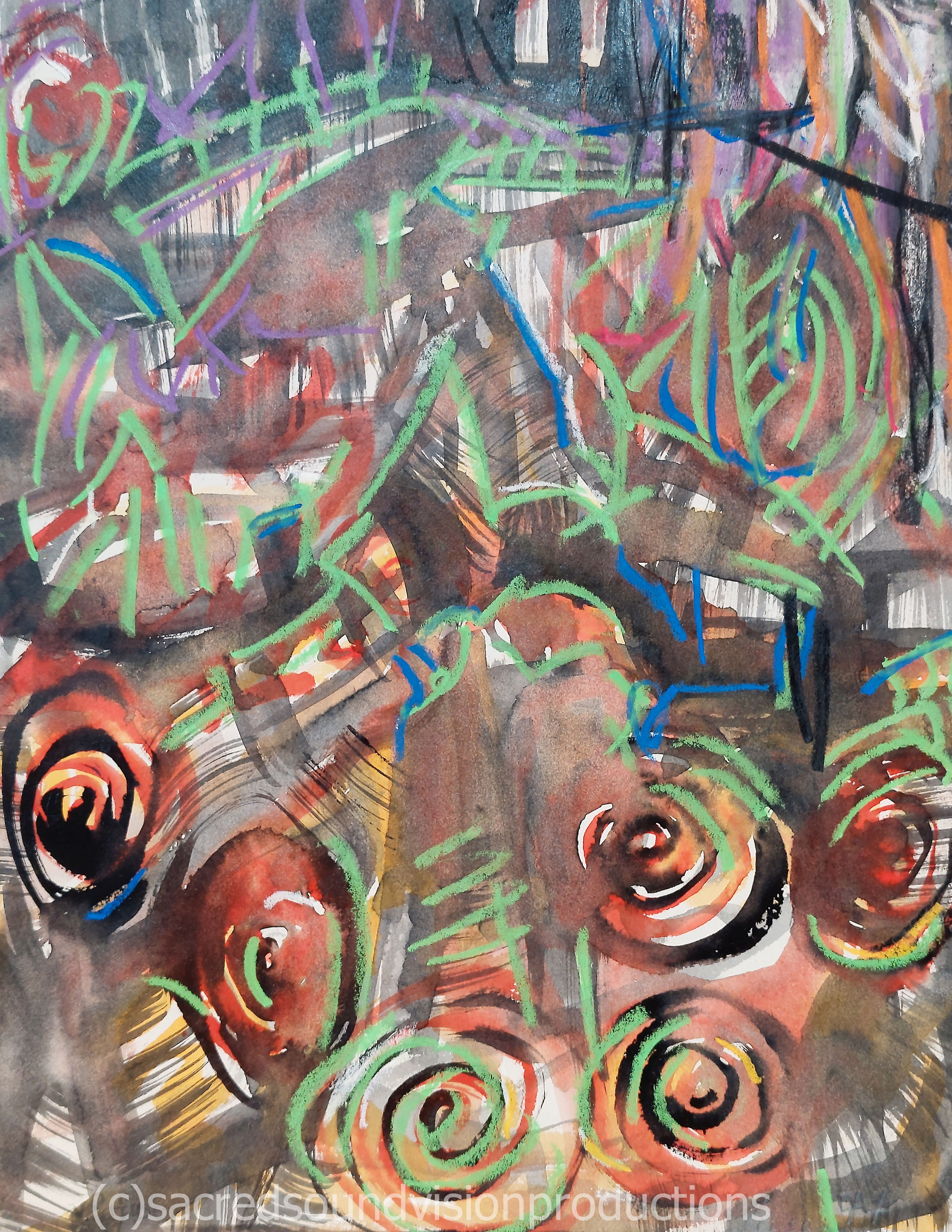 CIA.Looking Through Two Way Mirror. at LSD 1977.9x11inch mixed media