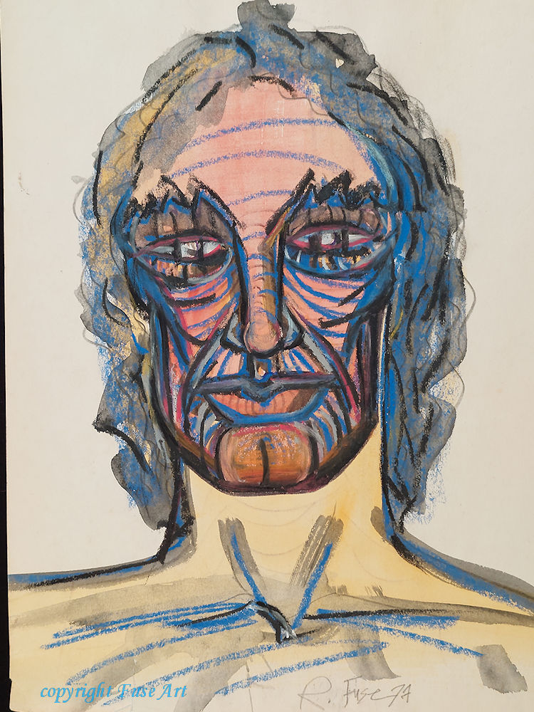 Blue Head.1977. 9x12inch. oil pastal on paper