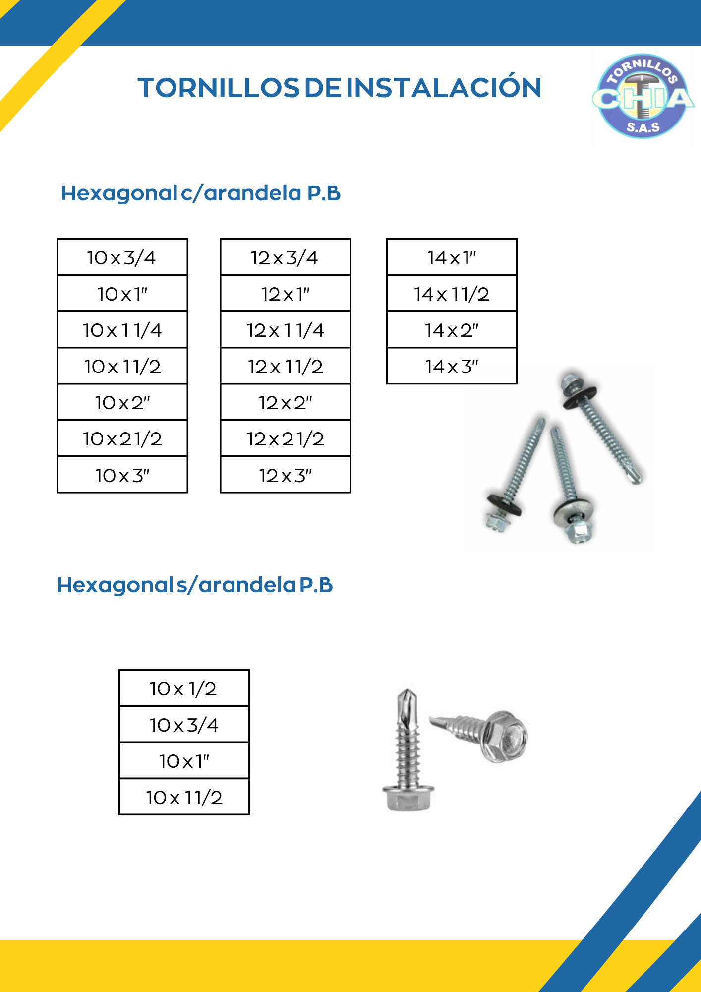Tornillo Hexagonal Punta Broca con arandela