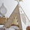 Thumbnail: This Tipi has decorative tassel details to the front opening and four flags to the top.