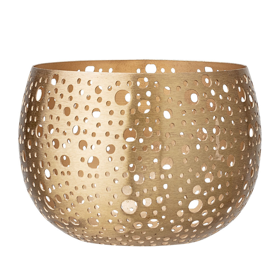 brass candle holder votive with punched out pattern