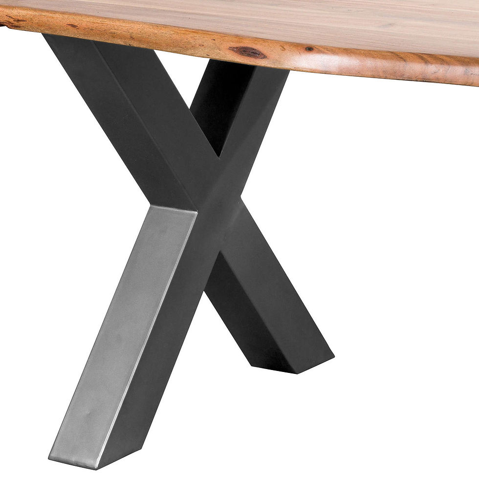Thumbnail: large dining table with wooden top and silver frame seta 8