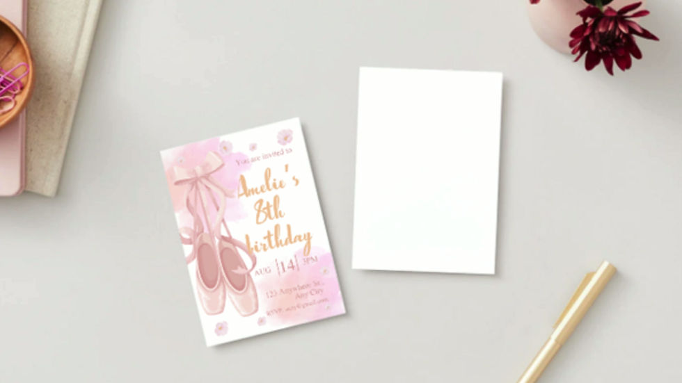 Thumbnail: Pink Ballet Shoes Personalisable Birthday Invitation