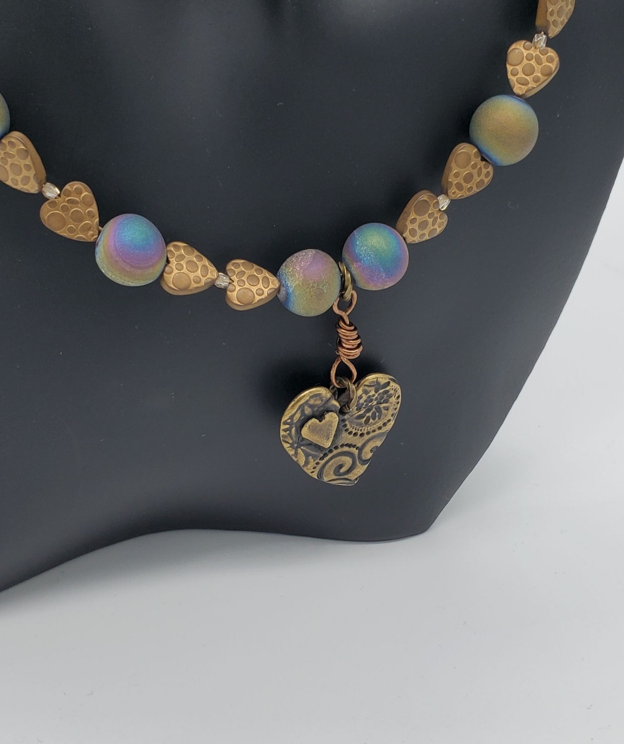 Druzy quartz and brass necklace & earrings 