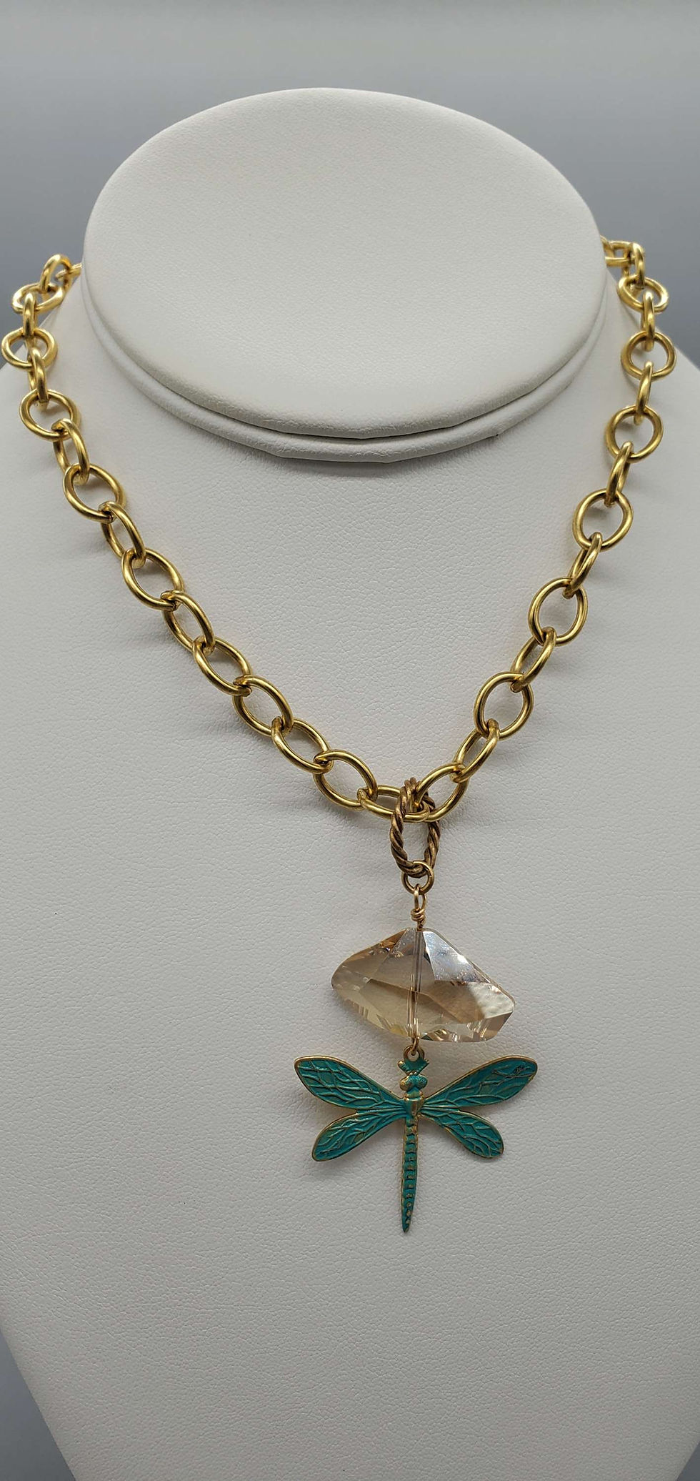Thumbnail: Dragonfly and Swarovski crystal necklace 