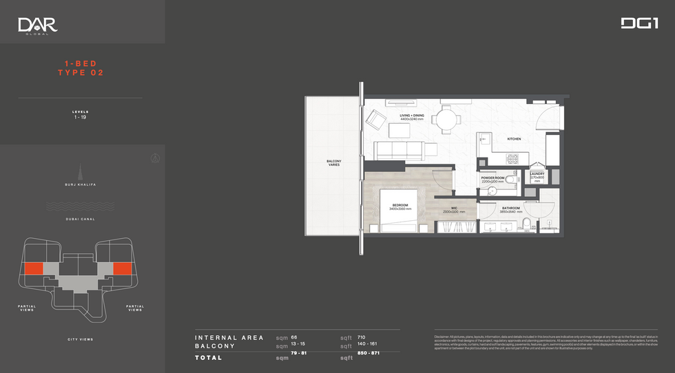 1 Bedroom Floor Plan 2