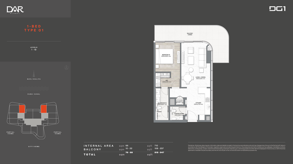 1 Bedroom Floor plan 1