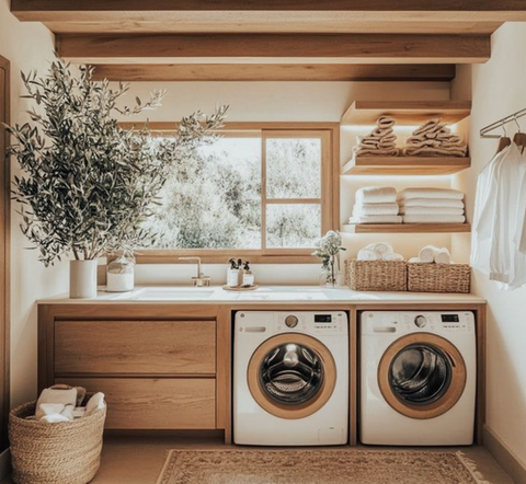 Beautiful Modern Laundry rooms. Storage and luxury.