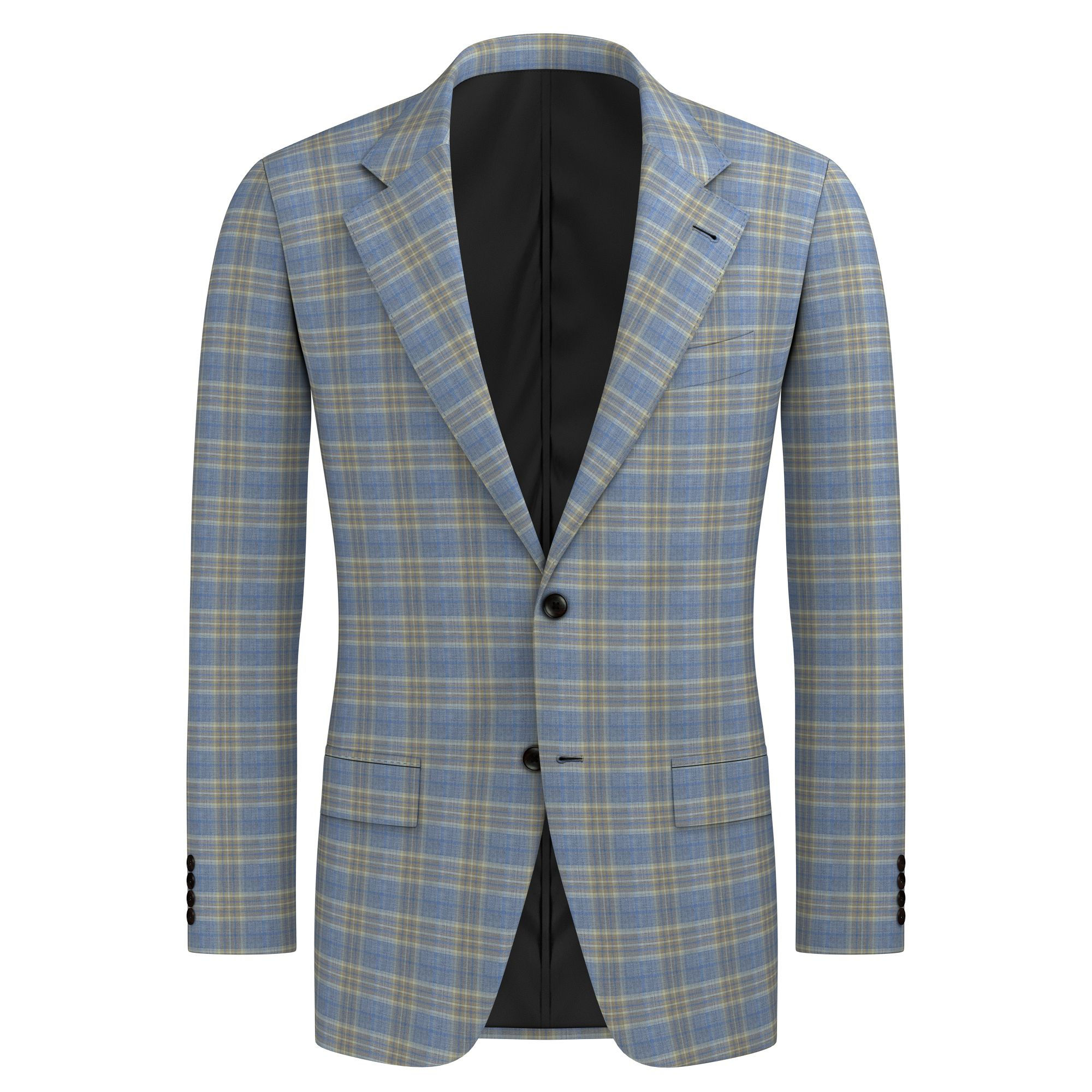 CORNFLOWER, CREAM & TAUPE PLAID