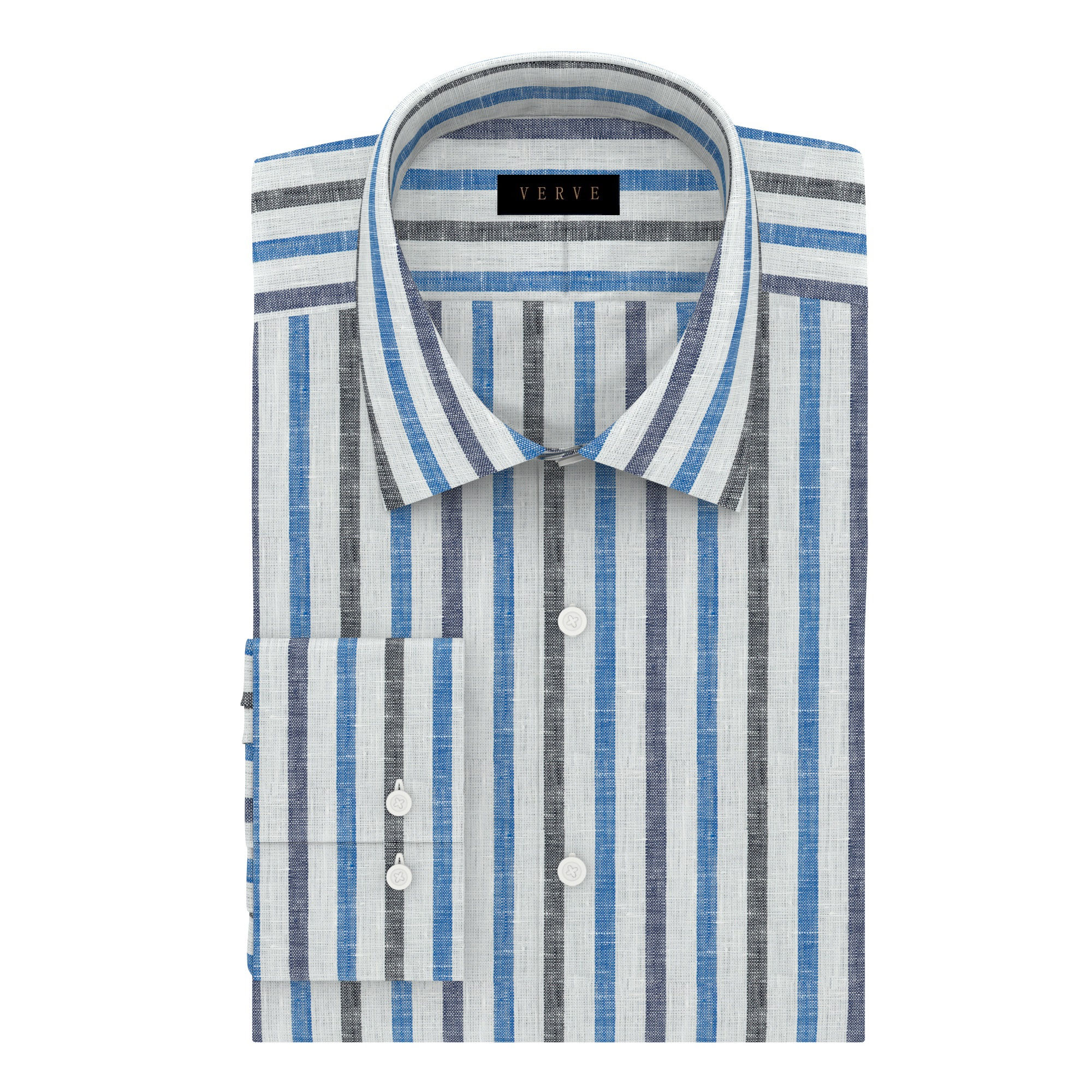 BLUE, NAVY & BLACK STRIPE LINEN