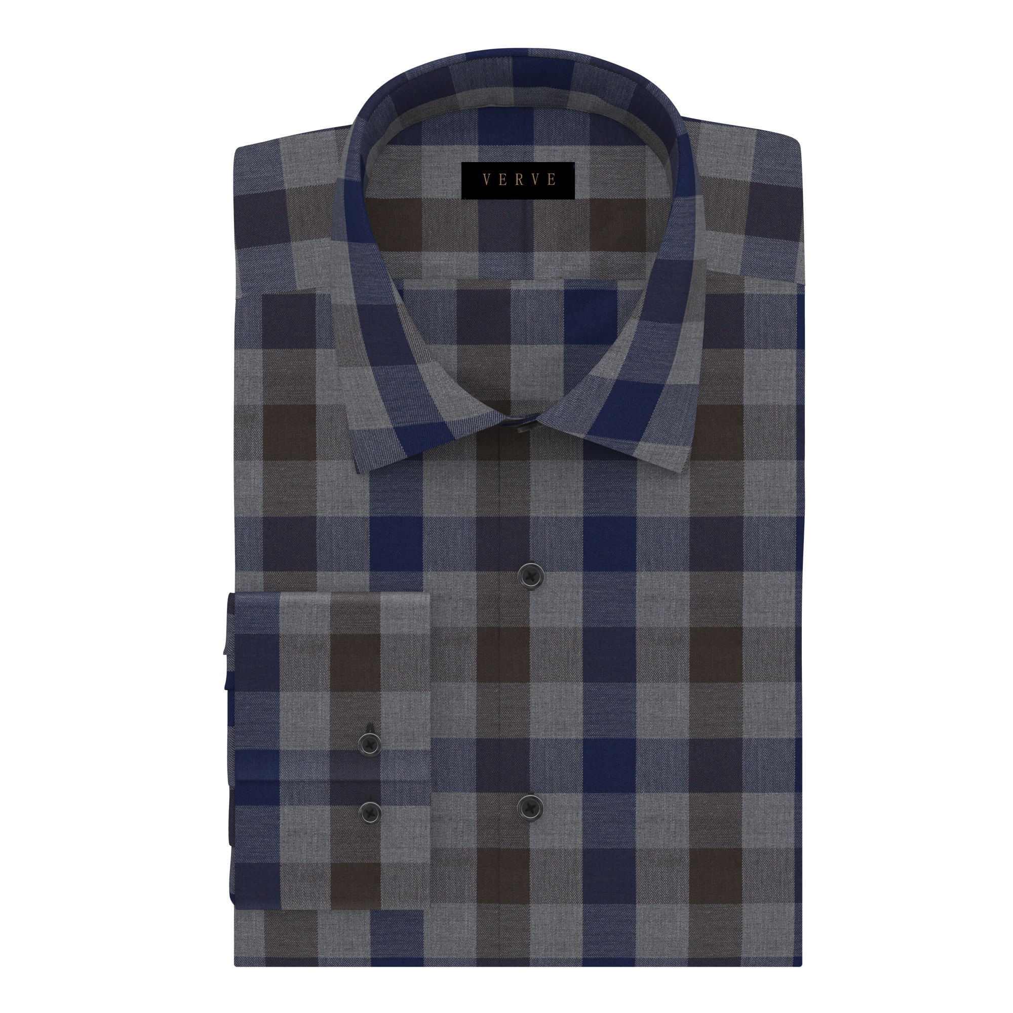 LIGHT NAVY, BROWN & GREY CHECK