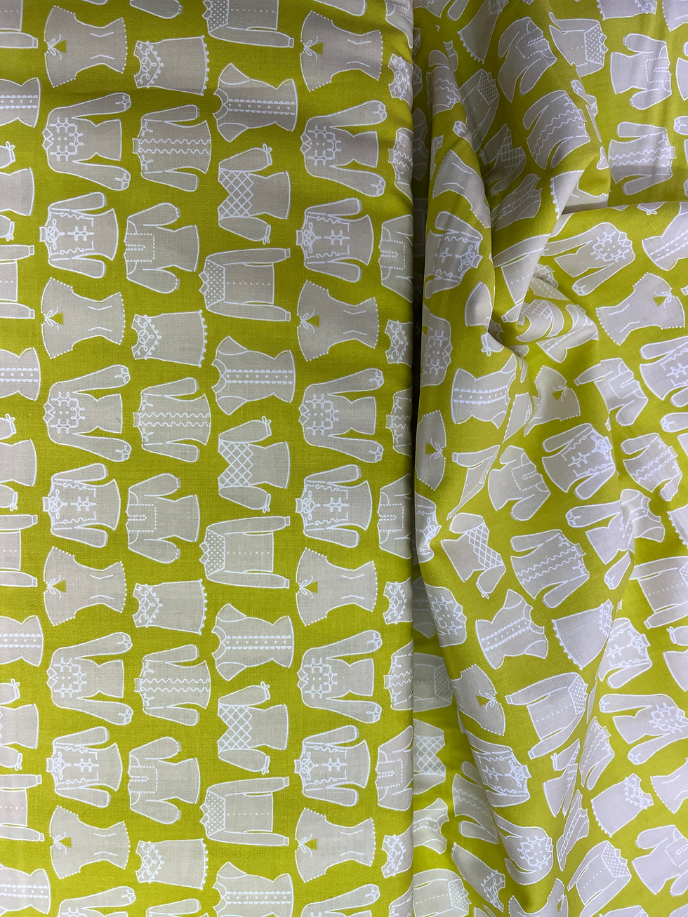 Thumbnail: First Light, Garment Citron Ruby Star Society Fabric