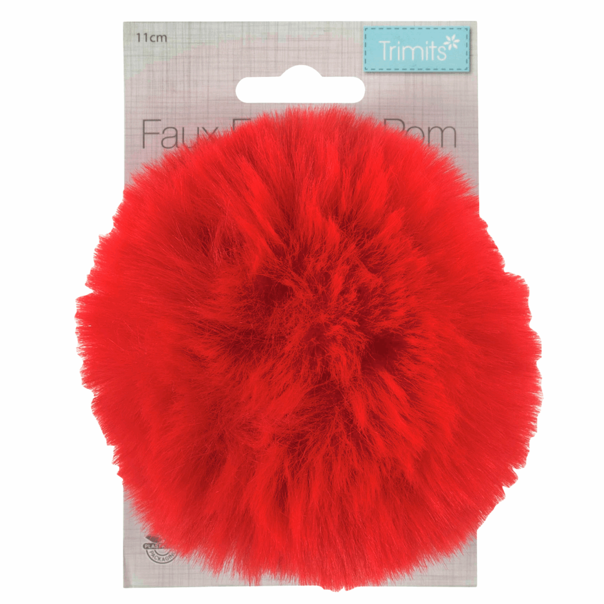 110mm Faux Fur PomPom RED