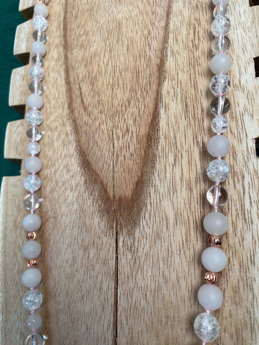 Miniature : Bola Mala Quartz rose et Cristal de roche 