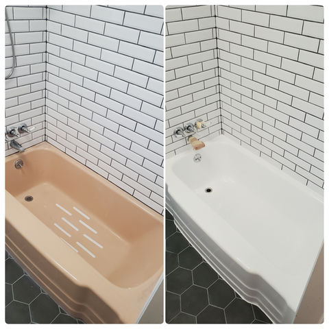 Fiberglass tub refinishing before and after