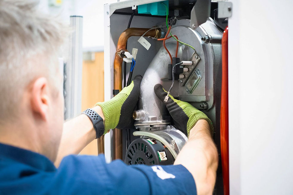 Technician performing emergency heating services