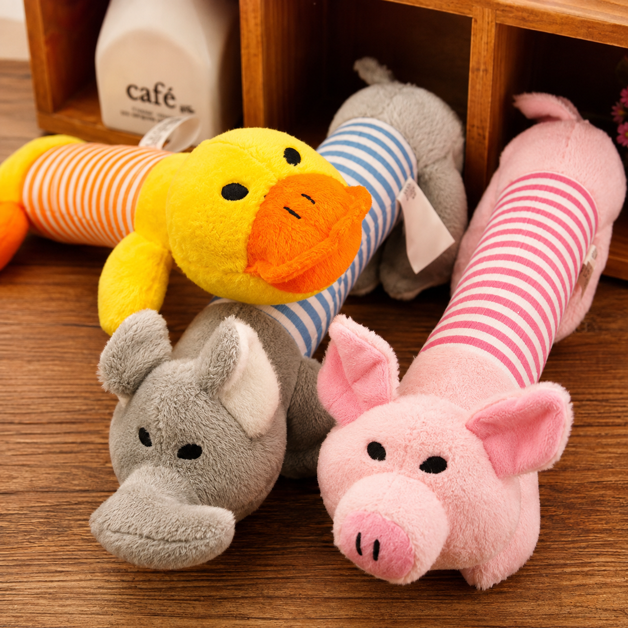 Cute Elephant Pig Duck Shaped Plush Dog Toys Dog Squeaky Chew Toys Grinding Teet