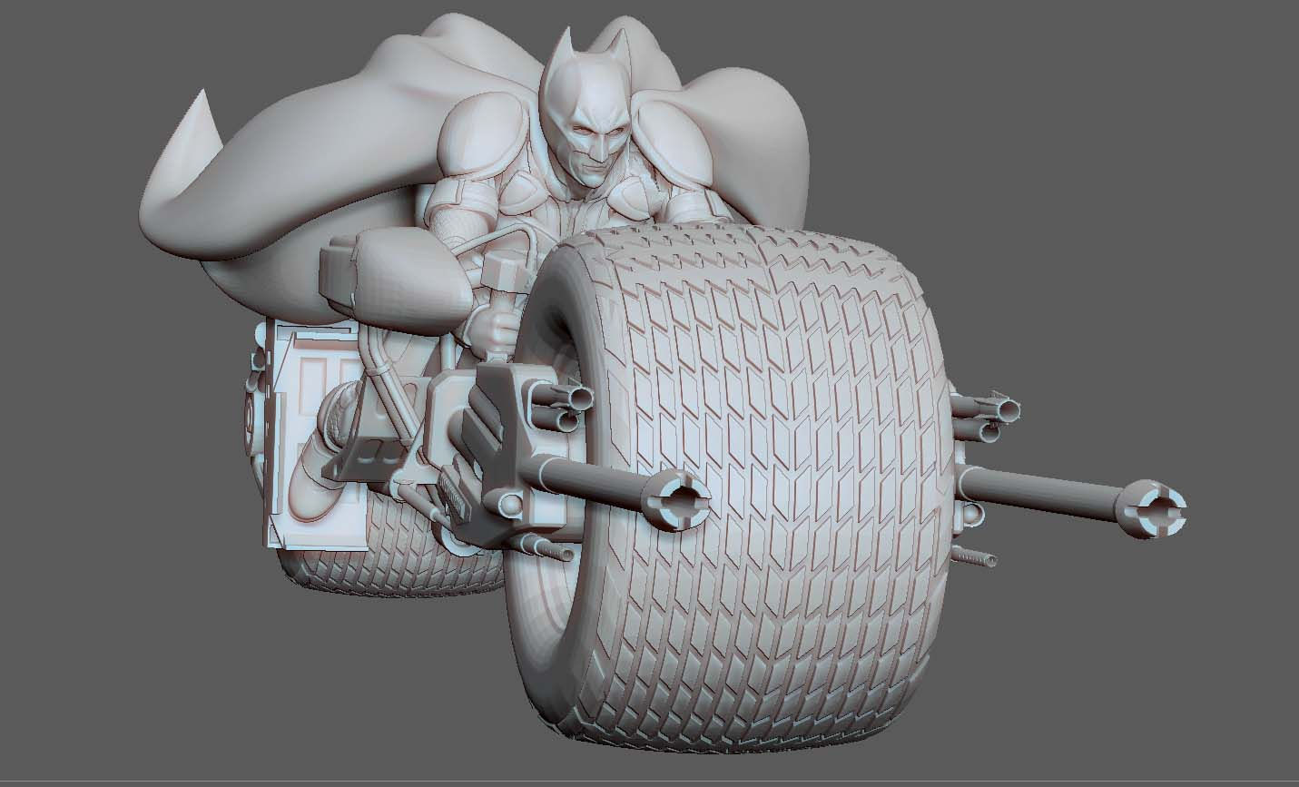 BATMAN ON BATPOD DARK KNIGHT DC MOVIE WITH JOINT 3D print model