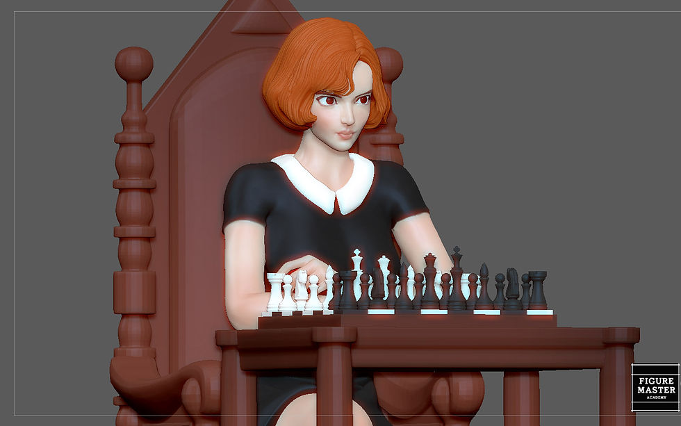 Thumbnail: QUEENS GAMBIT ANYA TAYLOR JOY CHESS GIRL CHARACTER STATUE 3D print model