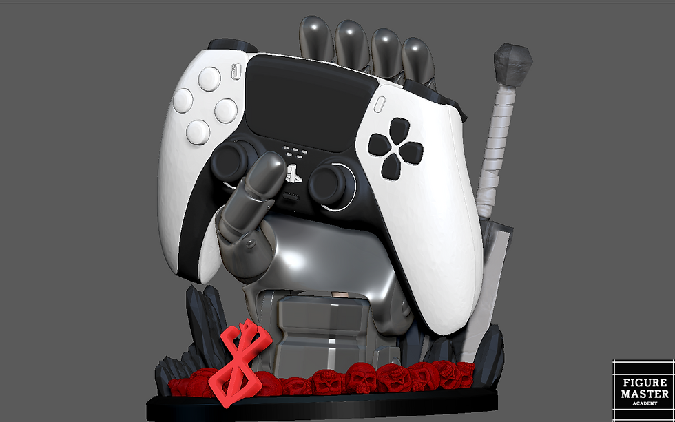 Thumbnail: GUTS HAND WITH PUCK BERSERK PS4 PS5 CONTROLLER HOLDER FANTASY CHARACTER 3d print